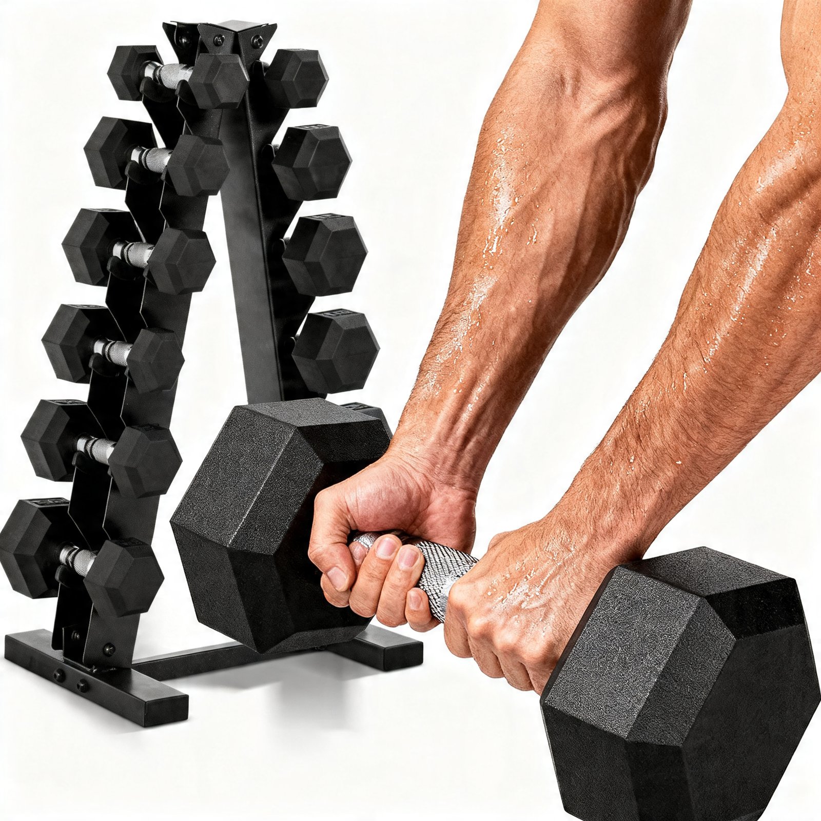 dumbbell set in action