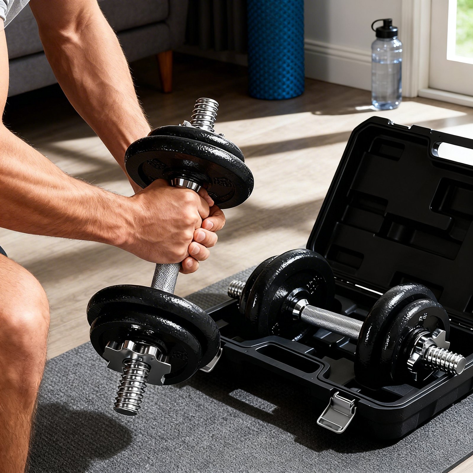 adjustable dumbbells in action