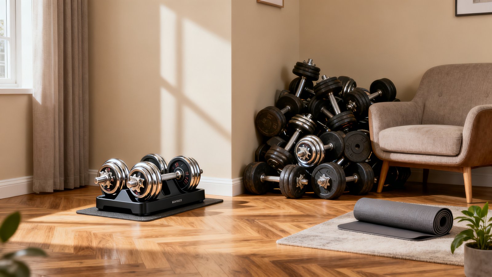 Adjustable vs Fixed Dumbbells: 3 Best Ways to Save Space 1 adjustable vs fixed dumbbells - Illustration 1